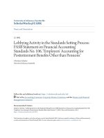 Accounting undergraduate Honors theses: Lobbying activity in the standards setting process - Fasb statement on financial accounting standards no. 106, employers accounting for