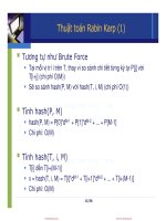 Bài giảng Cấu trúc dữ liệu và giải thuật: Các thuật toán tìm kiếm chuỗi - Nguyễn Tri Tuấn (tt)