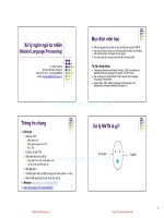 Bài giảng Xử lý ngôn ngữ tự nhiên: Chương 1 - Lê Thanh Hương