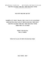 Nghiên cứu thực trạng việc làm và các giải pháp định hướng đào tạo cử nhân giáo dục thể chất trường đại học thể dục thể thao bắc ninh theo nhu cầu xã hội (tt) 
