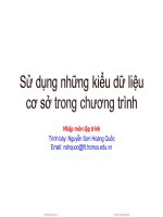 Bài giảng Nhập môn lập trình: Sử dụng những kiểu dữ liệu cơ sở trong chương trình - Nguyễn Sơn Hoàng Quốc