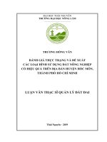 Đánh giá thực trạng và đề xuất các loại hình sử dụng đất nông nghiệp có hiệu quả trên địa bàn huyện Hóc Môn, thành phố Hồ Chí Minh (Luận văn thạc sĩ)