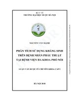 Luận văn Dược sỹ chuyên khoa cấp I: Phân tích sử dụng kháng sinh trên bệnh nhân phẫu thuật tại Bệnh viện đa khoa Phố Nối