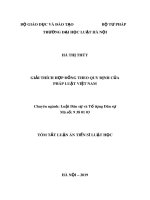 Tóm tắt luận án Tiến sĩ Luật học: Giải thích hợp đồng theo quy định của pháp luật Việt Nam