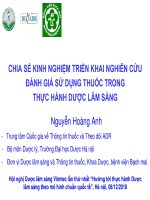 Chia sẻ kinh nghiệm triển khai nghiên cứu đánh giá sử dụng thuốc trong thực hành dược lâm sàng