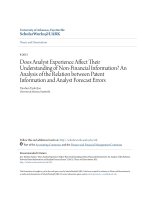 Accounting undergraduate Honors theses: Does analyst experience affect their understanding of non financial information? An analysis of the relation between patent information and analyst