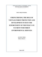 Strengthening the role of vietnam forest protection and development fund in the enforcement of the policy on payment for forest environmental services 