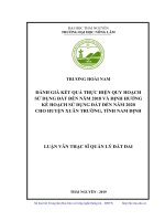 Đánh giá kết quả thực hiện quy hoạch sử dụng đất đến năm 2018 và định hướng kế hoạch sử dụng đất đến năm 2020 cho huyện Xuân Trường, tỉnh Nam Định (Luận văn thạc sĩ)