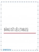 Bài giảng Cơ sở dữ liệu: Bảng dữ liệu - Trần Trung Dũng