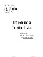 Bài giảng Cấu trúc dữ liệu và giải thuật: Tìm kiếm tuần tự, tìm kiếm nhị phân - Nguyễn Tri Tuấn