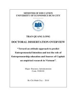 Doctoral dissertation overview: Toward an attitude approach to predict entrepreneurial intention and test the role of entrepreneurship education and sources of capital - An empirical