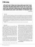 Đề xuất quy trình xác định giới hạn phát thải phù hợp với điều kiện kinh tế của các cơ sở sản xuất quy mô nhỏ thông qua áp dụng điển hình cho ngành sản xuất sản phẩm từ tinh bột gạo