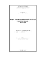 Tóm tắt luận án Tiến sĩ Kỹ thuật: Nghiên cứu kỹ thuật nhận dạng người nói dựa trên từ khoá tiếng Việt