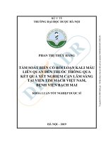 Khóa luận tốt nghiệp Dược sĩ: Tầm soát biến cố rối loạn kali máu liên quan đến thuốc thông qua kết quả xét nghiệm cận lâm sàng tại Viện Tim mạch Việt Nam, bệnh viện Bạch Mai