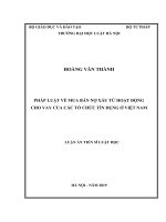 Luận án Tiến sĩ Luật học: Pháp luật về mua bán nợ xấu từ hoạt động cho vay của các tổ chức tín dụng ở Việt Nam