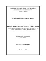 Summary of Doctoral thesis: Digital marketing for student recruitment in some developed nations and adoption to Vietnamese education institutions