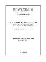 Tóm tắt luận án Tiến sĩ Tâm lý học: Kỹ năng tham mưu của chuyên viên ban Đảng cấp Trung ương