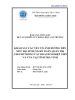 Báo cáo nghiên cứu khoa học cấp trường: Khảo sát các yếu tố ảnh hưởng đến mức độ áp dụng kế toán quản trị chi phí trong các doanh nghiệp nhỏ và vừa tại tỉnh Trà Vinh