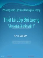Bài giảng Phương pháp lập trình hướng đối tượng: Thiết kế lớp đối tượng -  Lê Xuân Định