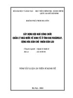 Tóm tắt luận án Tiến sĩ Kinh tế: Xây dựng đội ngũ công chức quản lý nhà nước về kinh tế ở tỉnh Bolykhămsay, Cộng hòa dân chủ nhân dân Lào