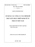 Tóm tắt luận văn Tiến sĩ Kinh tế: Sử dụng các công cụ tài chính để thúc đẩy phát triển kinh tế tư nhân ở Việt Nam