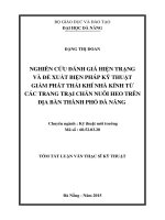 Tóm tắt Luận văn Thạc sĩ Kỹ thuật: Nghiên cứu đánh giá hiện trạng và đề xuất biện pháp kỹ thuật giảm phát thải khí nhà kính từ các trang trại chăn nuôi heo trên địa bàn thành phố Đà Nẵng