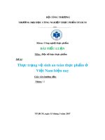 Bài tiểu luận: Thực trạng vệ sinh an toàn thực phẩm ở Việt Nam hiện nay