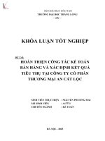 Khóa luận tốt nghiệp: Hoàn thiện công tác kế toán bán hàng và xác định kết quả tiêu thụ tại Công ty CPTM An Cát Lộc