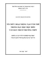 Tổ chức hoạt động tạo tâm thế trong dạy học đọc hiểu văn bản thơ ở trường THPT (2017) 