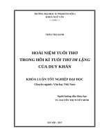 Hoài niệm tuổi thơ trong hồi kí tuổi thơ im lặng của duy khán (2017) 