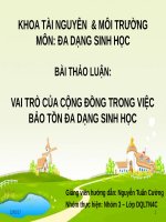 Bài thảo luận nhóm môn Đa dạng sinh học: Vai trò của cộng đồng trong việc bảo tồn đa dạng sinh học