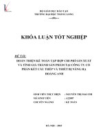 Khóa luận tốt nghiệp ngành Kế toán: Hoàn thiện kế toán tập hợp chi phí sản xuất và tính giá thành sản phẩm tại Công ty Cổ phần Kết cấu thép và Thiết bị nâng hạ Hoàng Anh