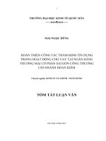 Tóm tắt Luận văn Thạc sĩ Ngân hàng: Hoàn thiện công tác thẩm định tín dụng trong hoạt động cho vay tại Ngân hàng thương mại cổ phần Sài Gòn công thương - Chi nhánh Hoàn Kiếm