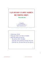 Bài giảng Vận hành và điều khiển hệ thống điện: Phần mở đầu - Võ Ngọc Điền