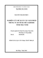 Tóm tắt Luận văn Thạc sĩ Kỹ thuật: Nghiên cứu đề xuất các giải pháp trùng tu di tích chùa Khmer tỉnh Trà Vinh