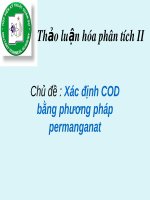 Thảo luận hóa phân tích II: Xác định COD bằng phương pháp permanganat
