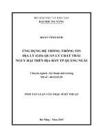 Tóm tắt Luận văn Thạc sĩ Kỹ thuật: Ứng dụng hệ thống thông tin địa lý (GIS) quản lý chất thải nguy hại trên địa bàn thành phố Quảng Ngãi