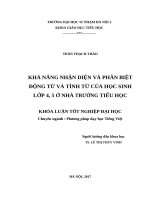Khả năng nhận diện và phân biệt động từ và tính từ của học sinh lớp 4, 5 ở nhà trường tiểu học (2017) 