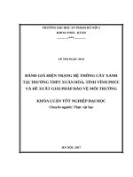 Đánh giá hiện trạng hệ thống cây xanh tại trường THPT xuân hòa, tỉnh vĩnh phúc và đề xuất giải pháp bảo vệ môi trường (2017) 