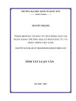 Tóm tắt Luận văn Thạc sĩ Kế toán: Thẩm định dự án đầu tư bất động sản tại ngân hàng Thương mại cổ phần Đầu tư và Phát triển Việt Nam