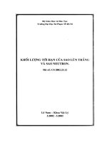 Báo cáo tổng kết đề tài nghiên cứu khoa học: Khối lượng tới hạn của sao Lùn trắng và sao Neutron