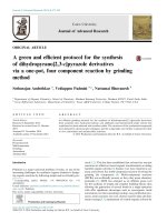 A green and efficient protocol for the synthesis of dihydropyrano[2,3-c]pyrazole derivatives via a one-pot, four component reaction by grinding method