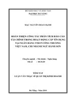 Tóm tắt Luận văn Thạc sĩ Quản trị kinh doanh: Hoàn thiện công tác phân tích báo cáo tài chính trong hoạt động cấp tín dụng tại Ngân hàng TMCP Công thương VN – Chi nhánh Ngũ Hành Sơn