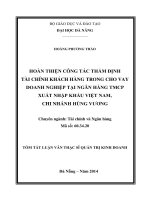 Tóm tắt Luận văn Thạc sĩ Quản trị kinh doanh: Hoàn thiện công tác thẩm định tài chính khách hàng trong cho vay doanh nghiệp tại Ngân hàng TMCP Xuất nhập khẩu Việt Nam – Chi nhánh Hùng Vương