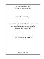 luận văn thạc sĩ hoàn thiện tổ chức công tác kế toán tại trường đại học tài nguyên và môi trường hà nội 