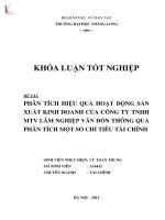 Khóa luận tốt nghiệp: Phân tích hiệu quả hoạt động sản xuất kinh doanh của Công ty TNHH MTV Lâm nghiệp Vân Đồn thông qua phân tích một số chỉ tiêu tài chính