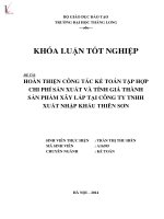 Khóa luận tốt nghiệp chuyên ngành Kế toán: Hoàn thiện công tác kế toán tập hợp chi phí sản xuất và tính giá thành sản phẩm xây lắp tại Công ty TNHH Xuất nhập khẩu Thiên Sơn