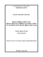 Tóm tắt Luận văn Thạc sĩ Quản trị kinh doanh: Hoàn thiện công tác phân tích tài chính tại Tổng công ty cổ phần xây dựng điện Việt Nam