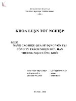 Khóa luận tốt nghiệp: Nâng cao hiệu quả sử dụng vốn tại Công ty Trách nhiệm hữu hạn Thương mại Cường Khôi