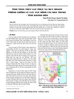 Tính toán thủy lực phục vụ quy hoạch phòng chống lũ lưu vực sông Cái Nha Trang – Tỉnh Khánh Hòa